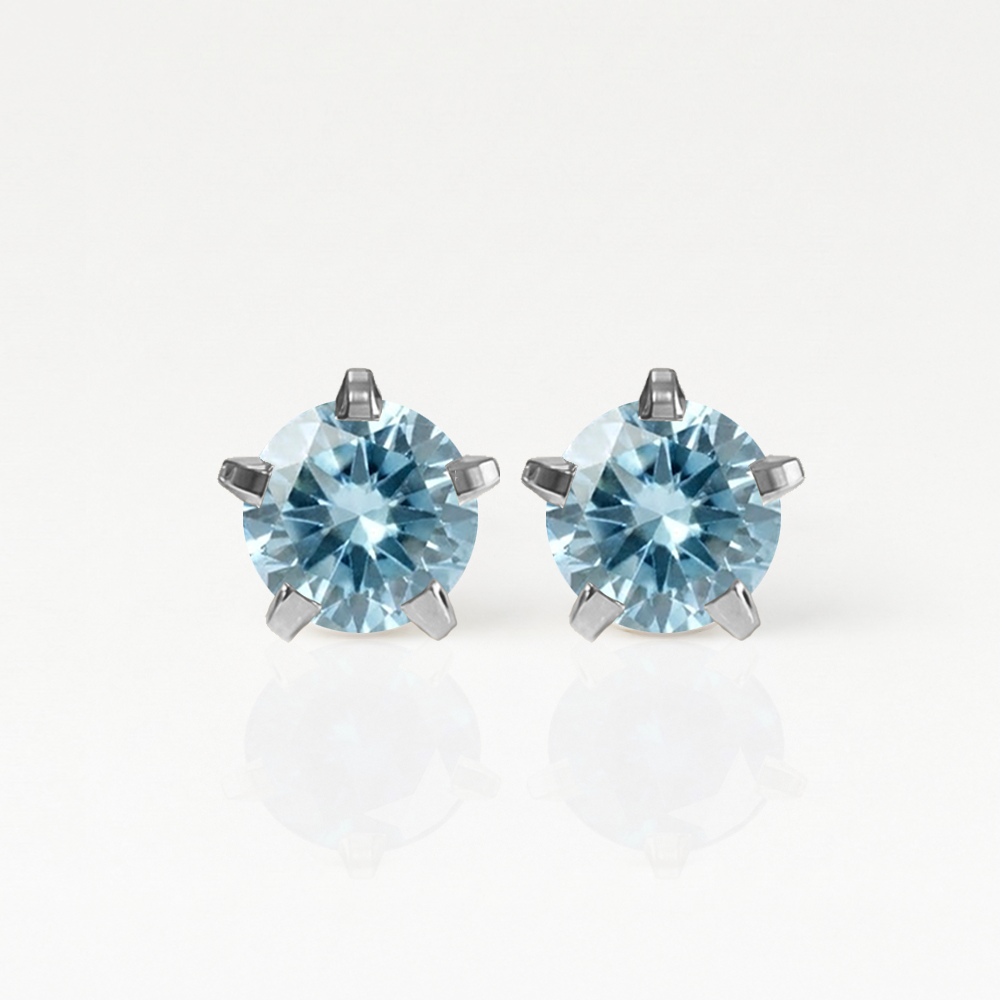 Surgical Steel Ear Piercing Studs - Birthstar Aquamarine Hypoallergenic (Pair)