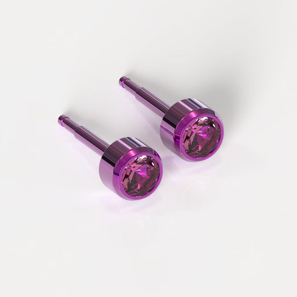 Pembe Titanyum Kulak Delme Küpesi - Birthstone Rose Alerji Yapmayan (Çift)