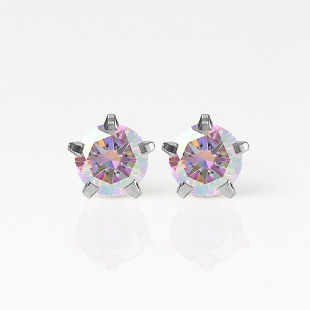 Surgical Steel Ear Piercing Studs - Birthstar Rock Crystal Hypoallergenic (Pair)