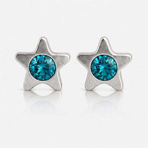 Surgical Steel Ear Piercing Studs - Starlite Blue Zircon Hypoallergenic (Pair)
