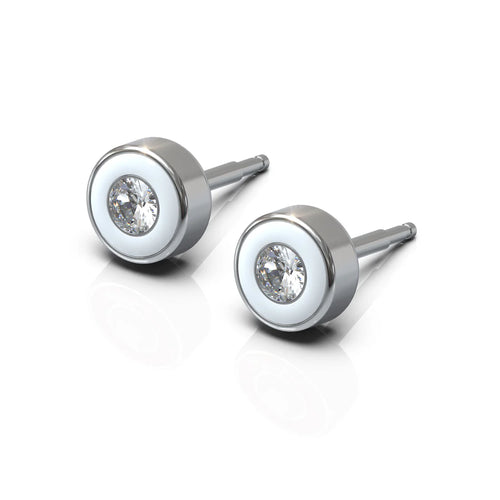 Cerrahi Çelik Kulak Delme Küpesi - Enamel White Alerji Yapmayan (Çift)