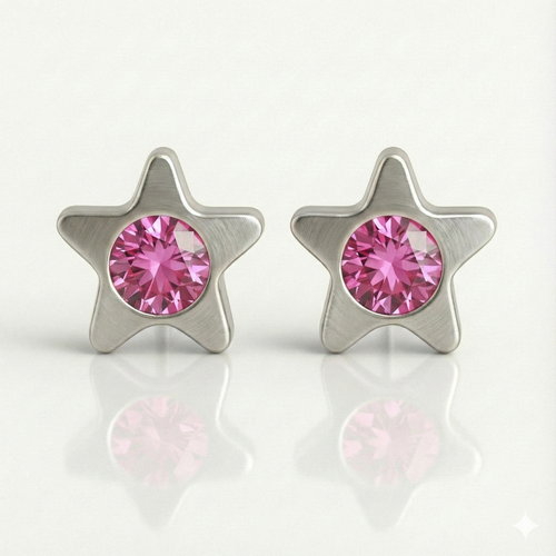 Cerrahi Çelik Kulak Delme Küpesi - Starlite Rose Alerji Yapmayan (Çift)