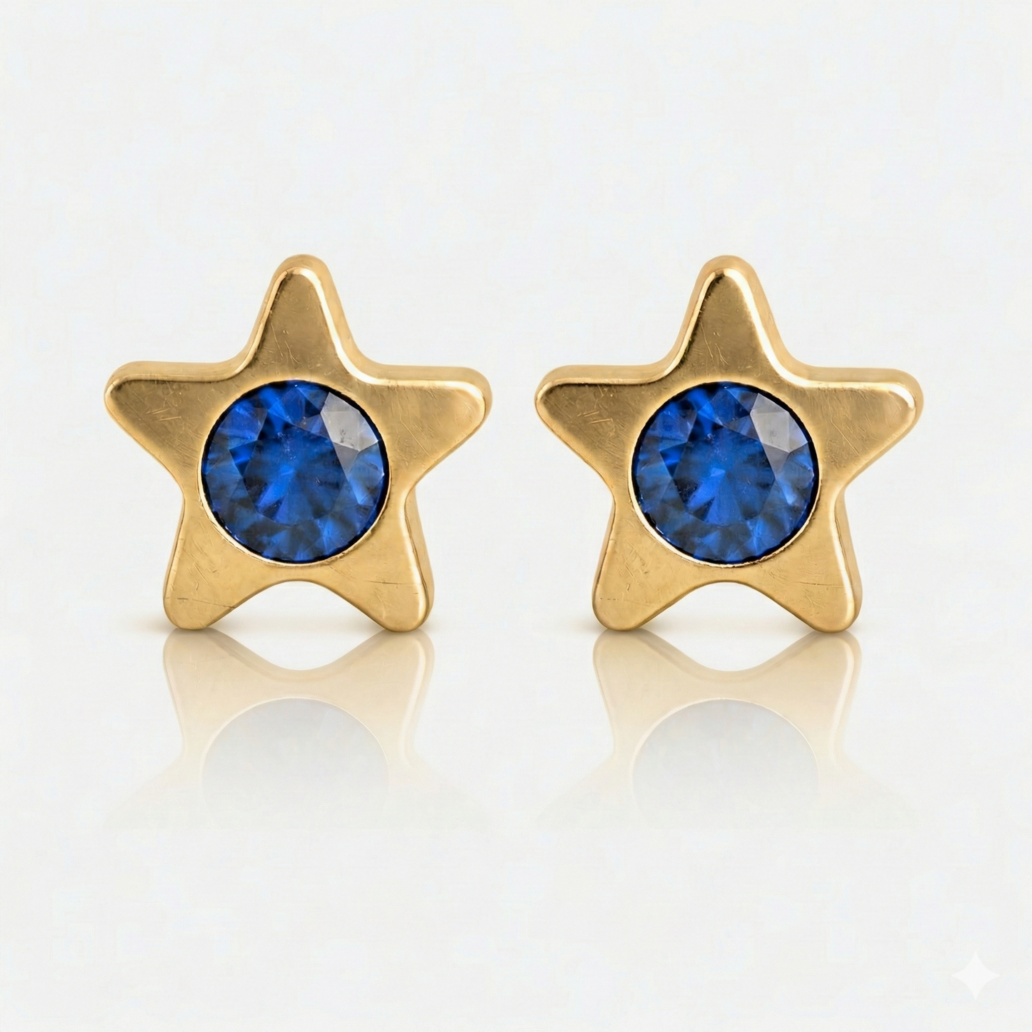 Gold Plated Surgical Steel Ear Piercing Studs - Starlite Sapphire Hypoallergenic (Pair)