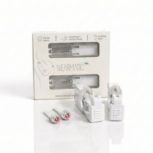 Niearmatic Tek Kullanımlık Kulak Delme Kiti - Medical Plastic Rose Küpe