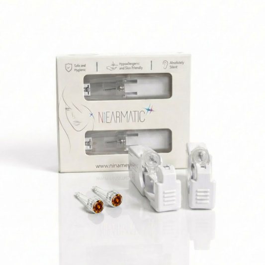 Niearmatic Tek Kullanımlık Kulak Delme Kiti - Medical Plastic Topaz Küpe