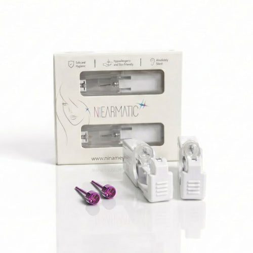 Niearmatic Tek Kullanımlık Kulak Delme Kiti - Titanium Galaxy Rose Küpe
