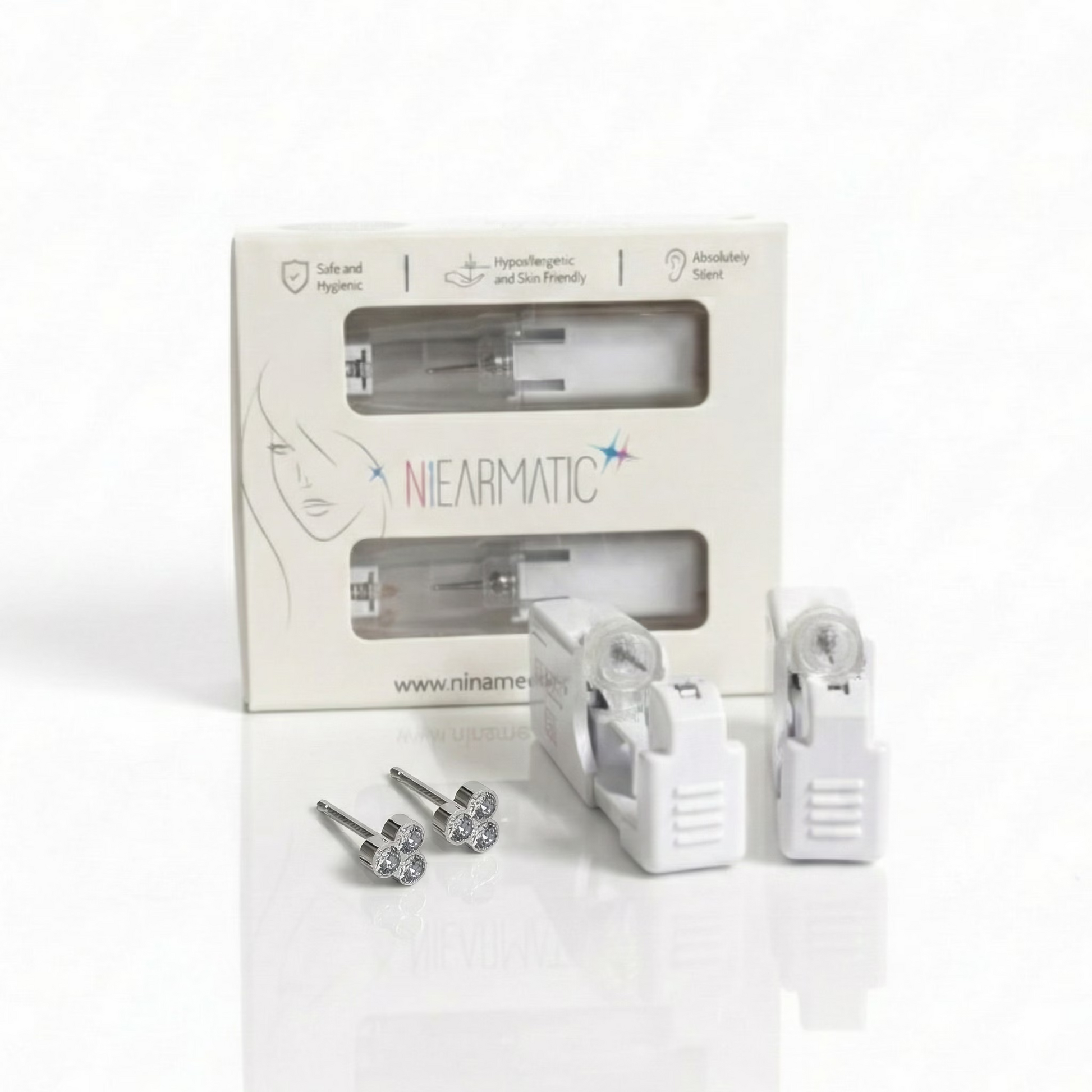Niearmatic Tek Kullanımlık Kulak Delme Kiti - Trio Crystal Küpe