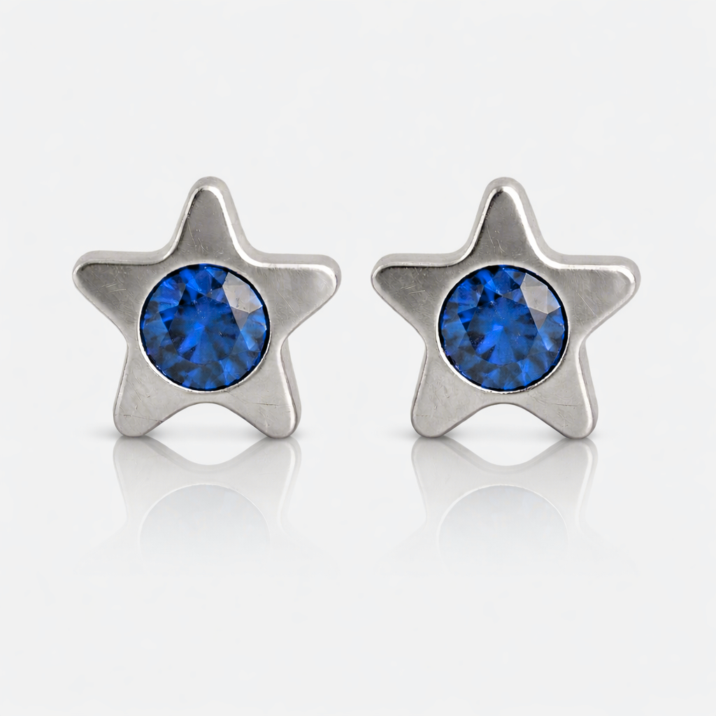 Surgical Steel Ear Piercing Studs - Starlite Sapphire Hypoallergenic (Pair)
