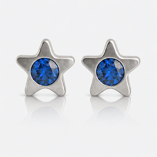 Surgical Steel Ear Piercing Studs - Starlite Sapphire Hypoallergenic (Pair)