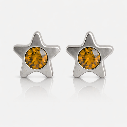 Surgical Steel Ear Piercing Studs - Starlite Topaz Hypoallergenic (Pair)