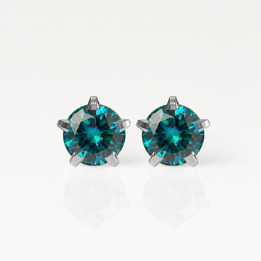 Surgical Steel Ear Piercing Studs - Birthstar Blue Zircon Hypoallergenic (Pair)