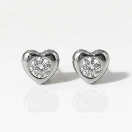 Surgical Steel Ear Piercing Studs - Heartlite Crystal Hypoallergenic (Pair)