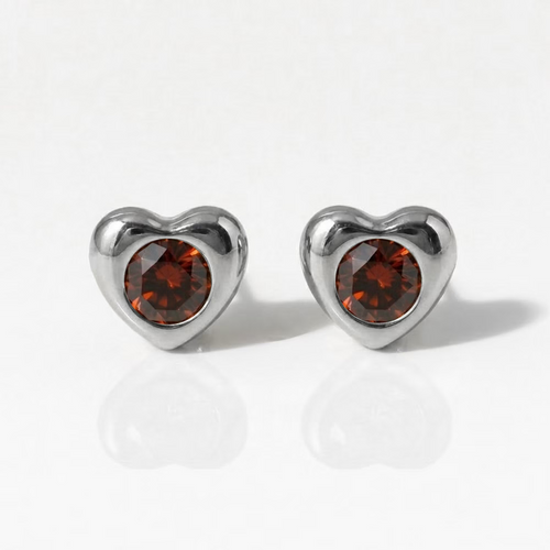 Surgical Steel Ear Piercing Studs - Heartlite Garnet Hypoallergenic (Pair)