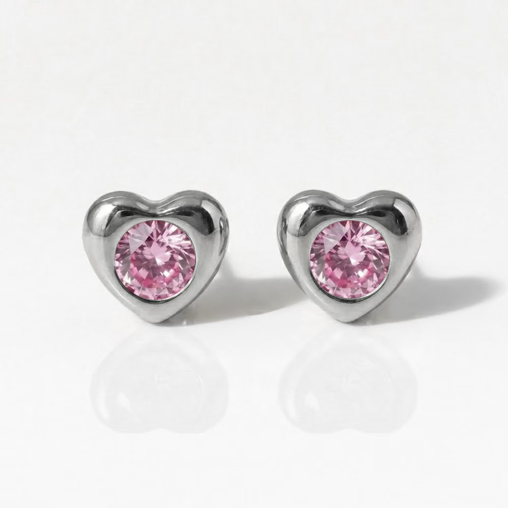 Surgical Steel Ear Piercing Studs - Heartlite Rose Hypoallergenic (Pair)