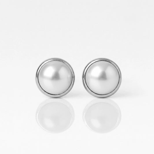 Cerrahi Çelik Kulak Delme Küpesi - Pearl White Alerji Yapmayan (Çift)