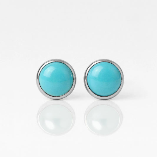 Surgical Steel Ear Studs - Pearl Turquoise Hypoallergenic (Pair)